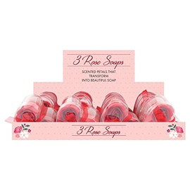 3 Pack Soap Roses in Assorted Red and Pinks with Acetate Gift Box and Organza Ribbon Valentines Day Love Heart Special Bath