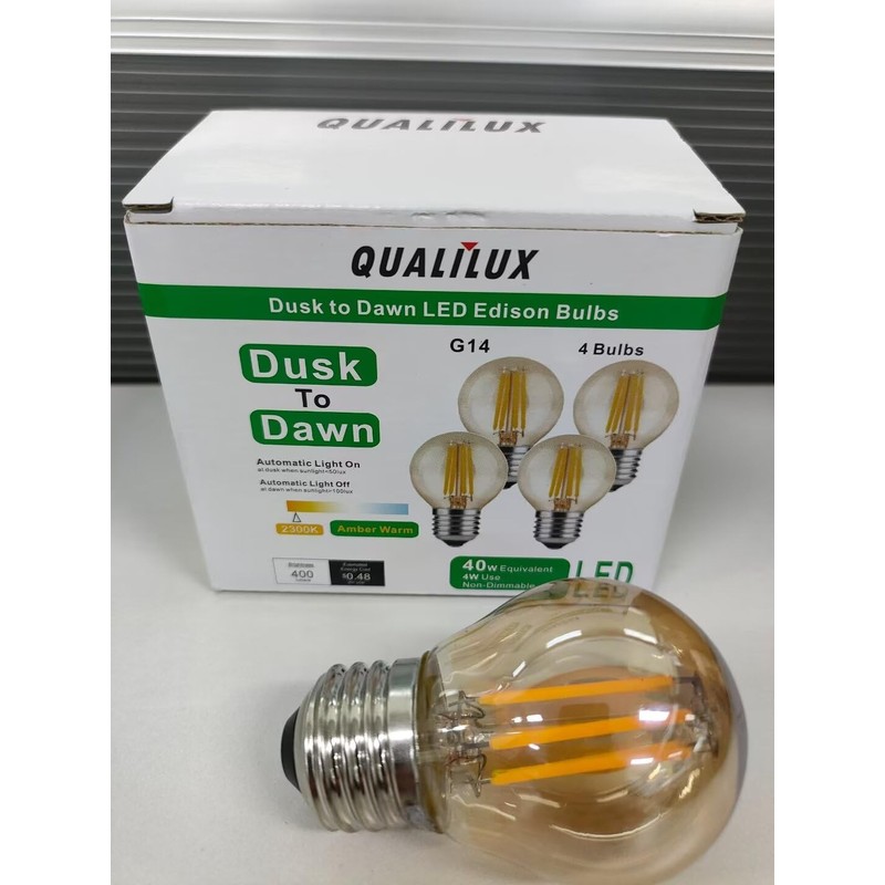 G14 Small Dusk to Dawn Edison Light Bulbs Outdoor, Vintage