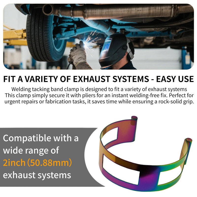 2" Stainless Steel Exhaust Clamp Tacking Band Clamp-On For Welding