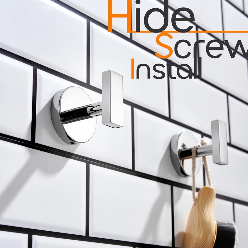 AONEON Robe Hook Polished Chrome Bath Towel Hooks Stainless Steel