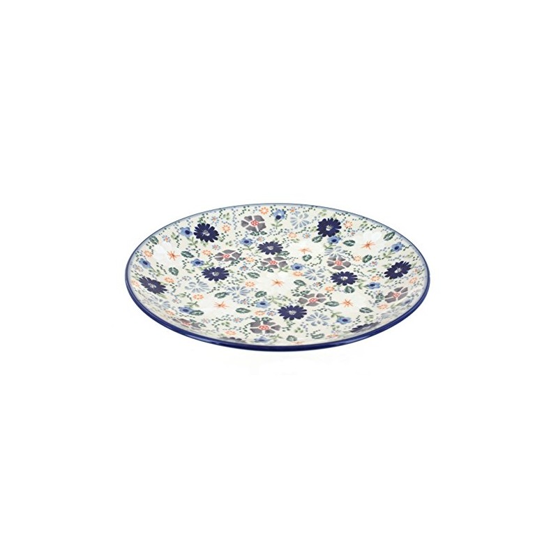 Blue Rose Polish Pottery - Gray Carnival Dinner Plate -