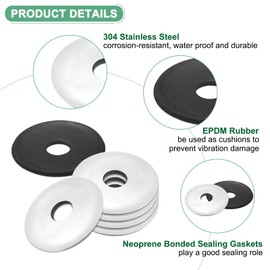 M METERXITY 10-Pack EPDM Bonded Sealing Rubber Washers, 304 Stainless Steel 3/8" x 1-1/2" OD Neoprene Rubber Washers Gasket for Bolts/Screws/Machinery/Ships/Roof