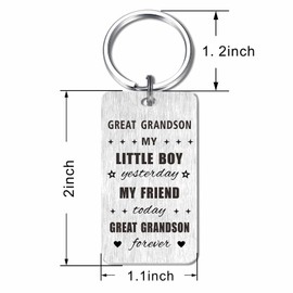Gezxin Great Grandson Gifts- Happy Birthday Great Grandson Keychain from Great Grandma- to My Great-Grandson Christmas Xmas Valentines Father's Day Easter Presents