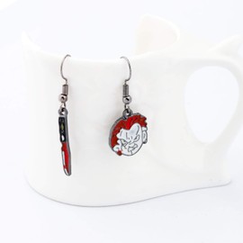 WSNANG Horror Scary Theme Movie Logo Earrings Horror Movie Fans Gift (Horror Earrings Set)