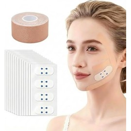 160Pzs Cinta Lifting Facial, 1Rollo Cinta para Arrugas de La Cara, Cinta Facial Parches Antiarrugas para Dormir, Face Lift Tape para Rostro para Sujec