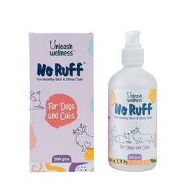 Unleash Wellness No Ruff Skin & Coat Supplement for Dogs & Cats, Biotin, Omega 3 & 6 Fatty Acids for Thick & Shiny Fur, Healthy Skin & Reduced Shedding, Itch, Allergy & Hairfall Control - 200 ml