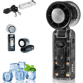 Icerush Turbo – Handheld Fan With Instant Cooling Plate & Led Light, Portable Handheld Turbo Fan with Ice Cooling, 3600mah Rechargeable,135° Tilt Foldable, for Travel, Office, Home (Black)