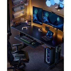 ErGear Electric Standing Desk with Keyboard Tray, 44x24 Inches Adjustable Height Sit Stand Up Desk, Home Office Desk Computer Workstation, Black