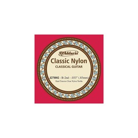 D'Addario Student Nylon Hard Tension Single Second String for Classical Guitar