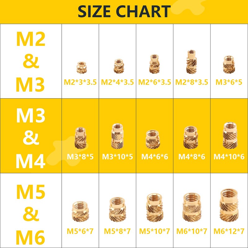 Mardatt 120pcs M3x10x5 Brass Thread Inserts for Plastic Brass Inserts