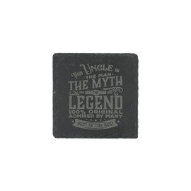Pavilion Gift Company - Uncle - 4" x 4" Slate Engraved Drink Cup Coaster from Niece Nephew Bar Accessory