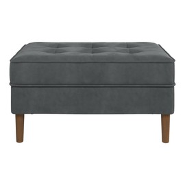 Inmod Matilde Velvet Ottoman, Platinum Upholstered Tufted Velvet Ottoman, Small Rectangle Foot Stool