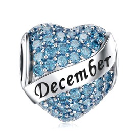 DALARAN - Abalorio de plata de ley 925 con forma de corazón para pulsera de cumpleaños Azul