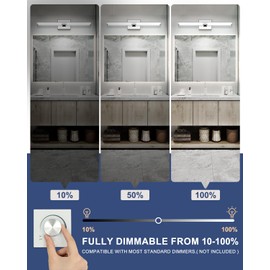 OKELI 24 inch LED Bathroom Light Fixtures, 16W 6000K Dimmable Chrome Bathroom Vanity Lights, Modern Bathroom Lighting Fixture Over Mirror - Cool White - Indoor