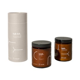 Maude Tub Kit No. 2 - Bath Salts + Coconut Milk Bath Set - Skin-Nourishing Dead Sea Salt + Gentle Coconut Milk Powder - Two Piece Self Care Kit - Bright Notes of Pink Pepper - (2 Piece Gift Set)