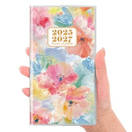 SKYDUE Pocket Calendar 2025-2027, Monthly Planner Jul 2025- Dec 2027 for Purse, 6.7" X 3.7" 30-Month Small Planner, Compact Design with Plastic Sleeve