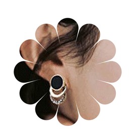 Aneneiceera Boho Geometric Hoop Stud Earrings Gold Crystal Hoop Earrings Black Dot Stud Earrings Layered Statement Geometric Circle Earrings Jewellery for Women and Girls