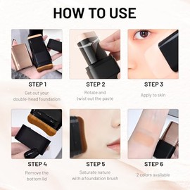 satasiam Base De Maquillaje En Barra 2 En 1 Antiarrugas, Base De Maquillaje En Barra Coreana Flawless Eraser - Hidratante Y Ligera, Barra De...       