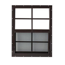 Shed Window 18x23 Brown Flush - Vertical Slider with Built-in Bug Screen