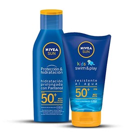 Kit Nivea Sun Protector Solar Loción Para Niños Fps 50 Swim  Play, 150ml  Nivea Sun Protector Solar Hidratante Fps 50 Protect  Moisture, 200ml        