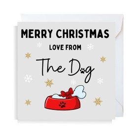 Second Ave Merry Christmas From The Dog Square Xmas Holiday Festive Greetings Card