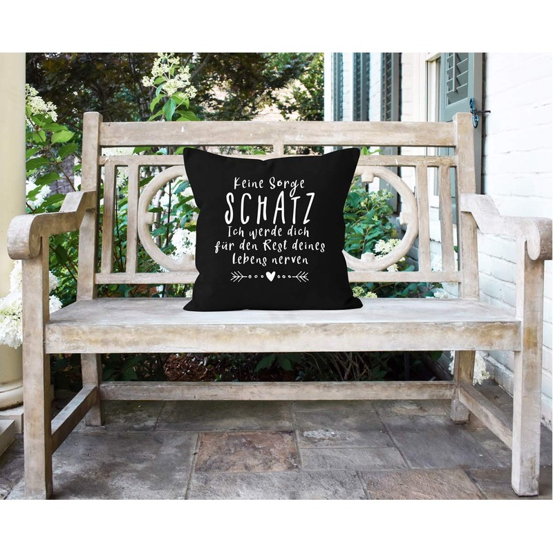 MoonWorks® Cushion Cover Saying "Keine Sorge Schatz" Funny Gift Love