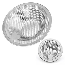 Bath Drain Punching Garbage Stainless Steel Bath Drain Bath Net Stainless Steel Bathroom Drain Garbage Receptor Washroom Punching Bath Garbage Can L and S 2 Piece Set (Applicable Drain Diameter: 3.1 -