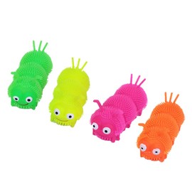 Glowing Caterpillar Puffer Ball Toy: 4 Pieces Luminous Ball Worms Light Up Ball Balls Sensory Squeeze Ball for Children Party Favours Gift Bag Fillers