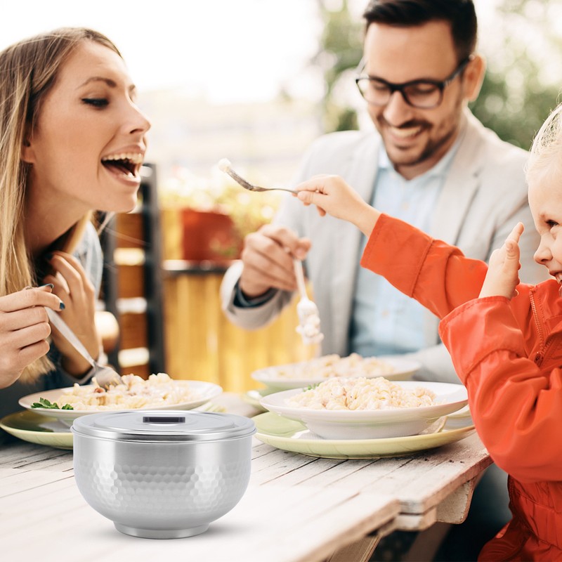 Stainless Steel Bowl 2 Layer Rustproof Thermal Insulation for Rice