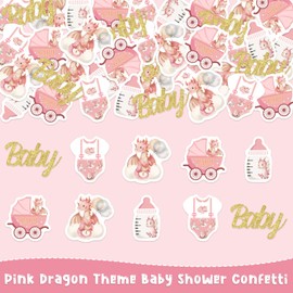 CORNER LACE 200Pcs Dragon Baby Shower Confetti Pink, Baby Bottles Cloths Strollers Paper Confetti Scatter/Throwing Confetti Table Decorations Supplies