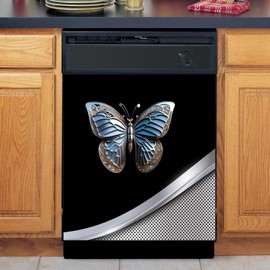 Decorativemagnet Butterfly Dishwasher Magnet Cover, Stainless Steel, 23W x 26H Inches, 1 Count, PET Material
