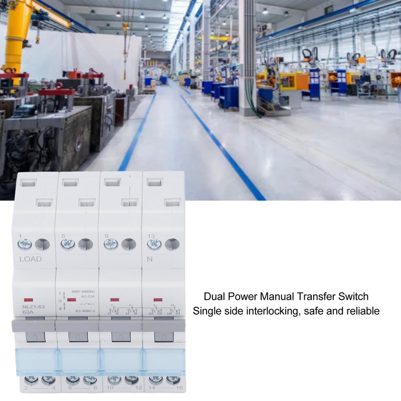 Manual Transfer Switch, 63A 400VAC 4P Power 35mm DIN Rail