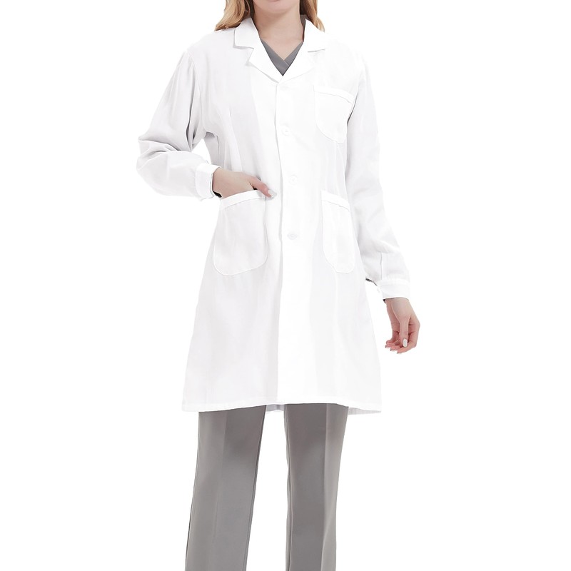 Dorimifa Women's Laboratory Coat, Cotton Chemistry, White Women's Laboratory Coat,