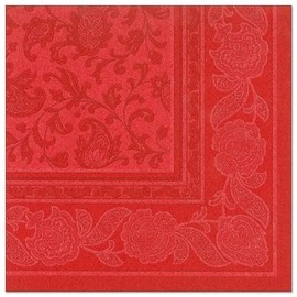 50 Premium Servietten "ROYAL Collection" 1/4-Falz 40 cm x 40 cm rot "Ornaments" hochwertig