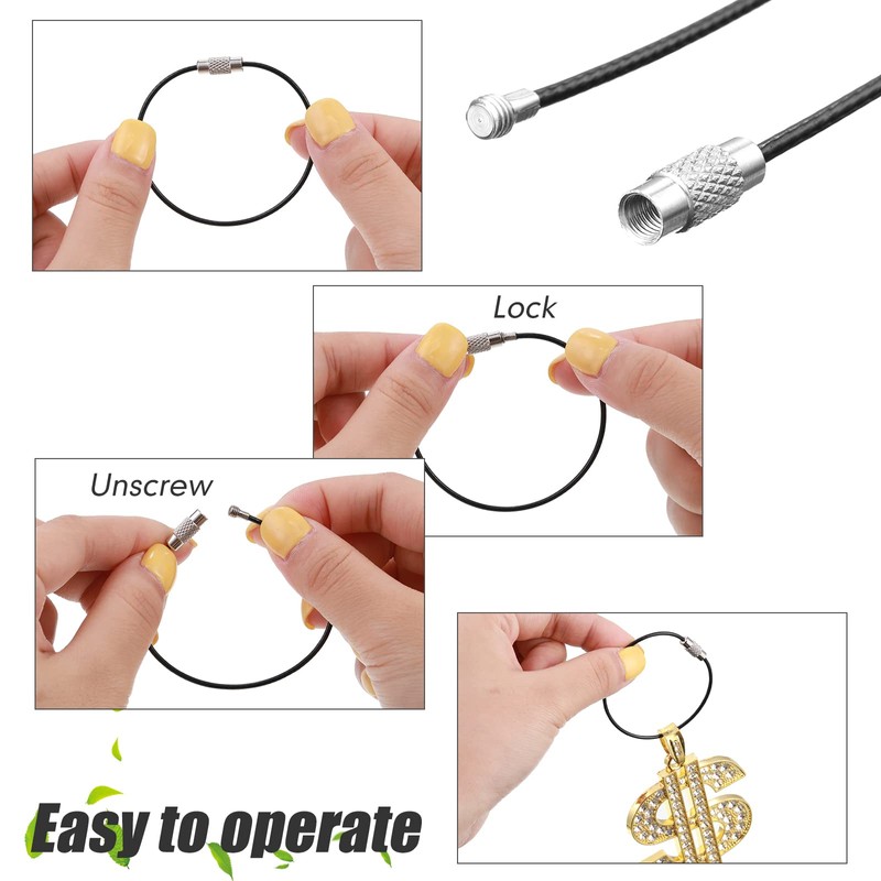 Tuanse 200 Pcs Wire Keychain Cable Stainless Steel Wire Ring