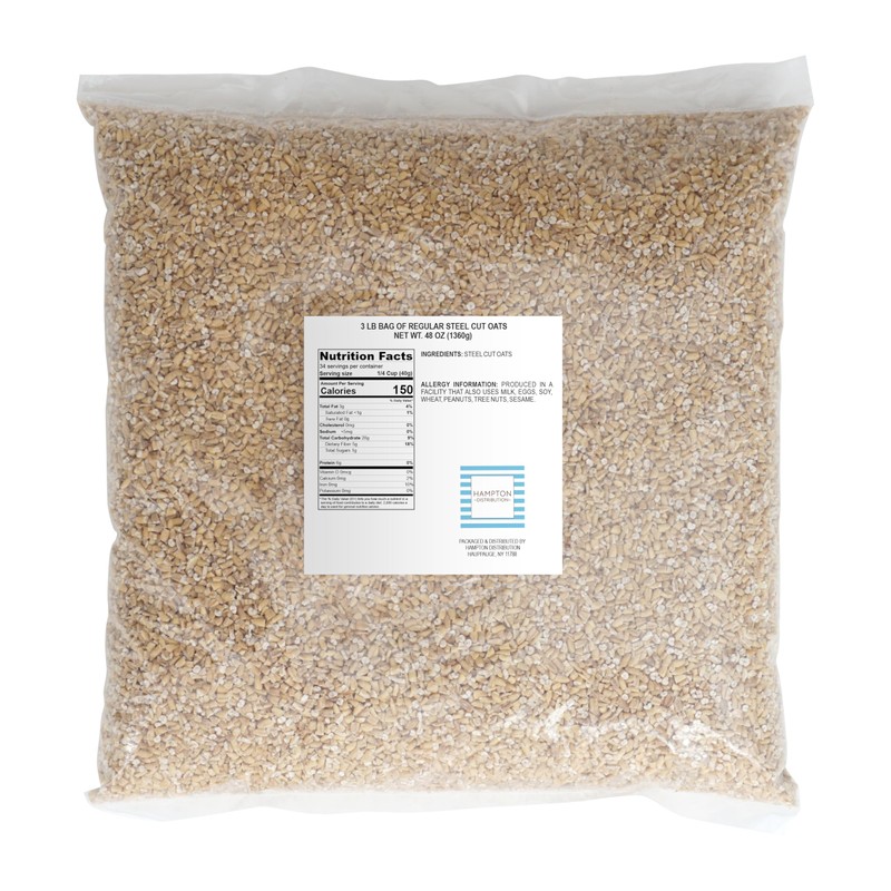Regular Steel Cut Oats, 3 Pound Bulk Bag, Oatmeal, Breakfast,