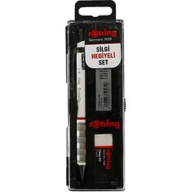 rOtring Tikky Mechanical Pencil Set, 0.7 mm, Includes Leads and Eraser, White