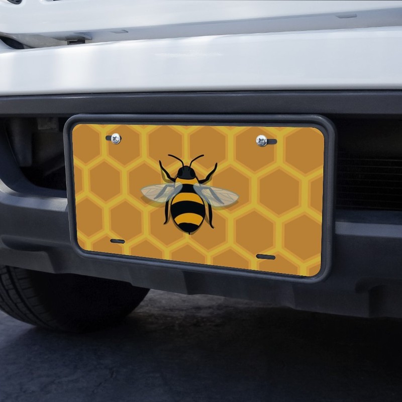 GRAPHICS & MORE Bee on Honeycomb Novelty Metal Vanity Tag