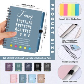 Jetec 25 Sets Team Employee Appreciation Gifts Bulk Office Business Inspirational Team Together Spiral Notebooks with Ballpoint Pens Thank You Team Gifts for Boss Coworker (Team, Soft Color)
