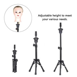 PandaCherry_JP Stand Clamp, Mannequin Head Clamp, Cut Wig, Beauty Practice Fixing Tool, Altitude Adjustable, Tripod Type, For Hairdresser Training, Mini Size (Black)