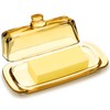Honeydak 8 Inch Champagne Covered Butter Dish with Lid Elegant
