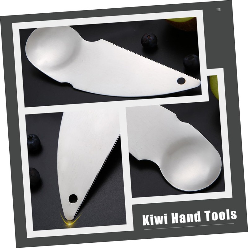 BIUDECO 2Pcs Stainless Steel Kiwi Cutters Spoons Effortless Digging Tool