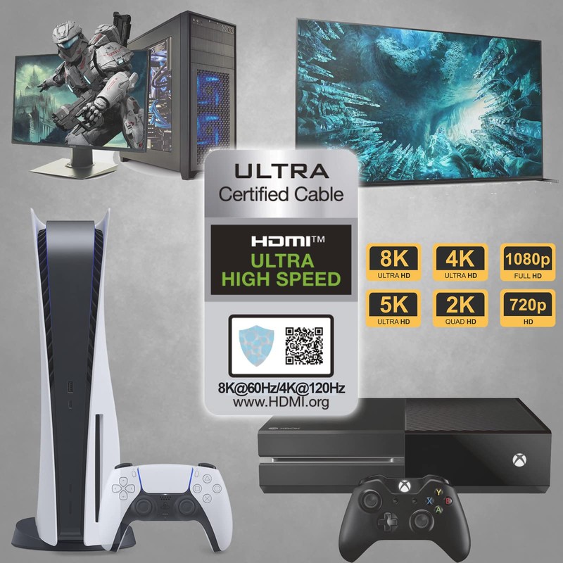 kenable Certified HDMI 2.1 8K 60Hz 4K 120Hz UHD HDR10