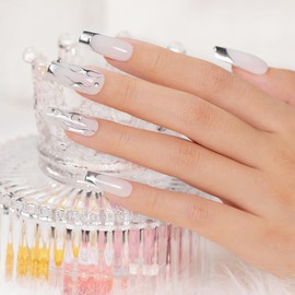 RARJSM Metallic Painting Gel Nail Polish Silver Chrome 3D Metal Painted Drawing Gel Polish 8ml Liquid Mirror Effect Glossy Shine Soak Off Curing Need Home Salon DIY Nail Art Liner Design Manicure