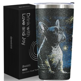 Onebttl French Bulldog Gifts, Frenchie Gifts for Women, 20 oz Insulated Traver Mug Tumbler - Starry Night French Bulldog