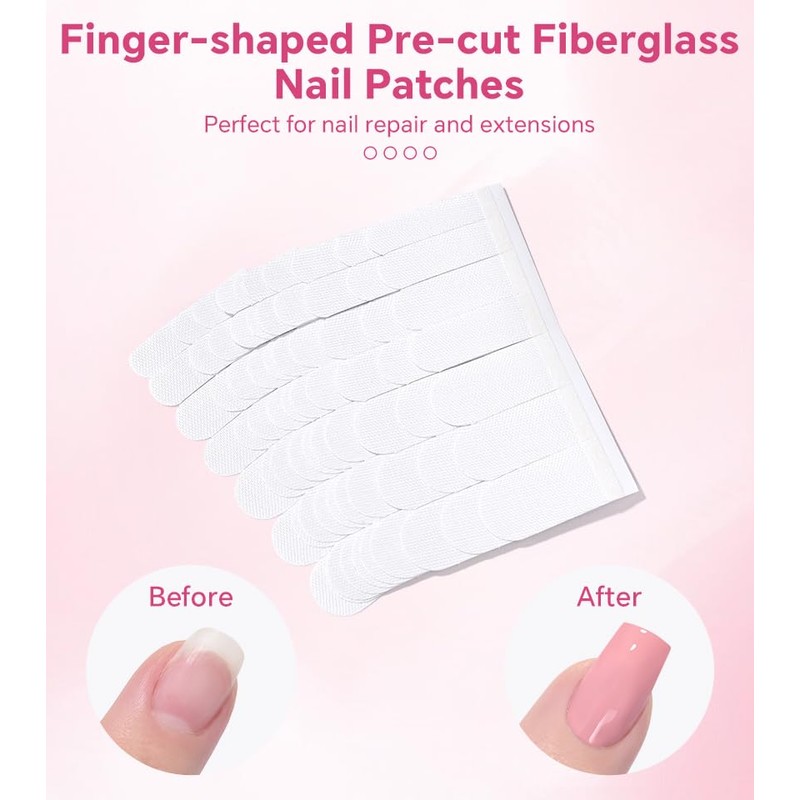 KADS Fiberglass Silk Nail Tips - 10 Sheets x 7