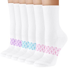 Cirorld Womens Socks, Breathable Cushioned Walking Socks, Ladies Anti-Blister Crew Sock for Sports Hiking Running Outdoor Work Trainer 3 Pairs 6-8 Multicolor