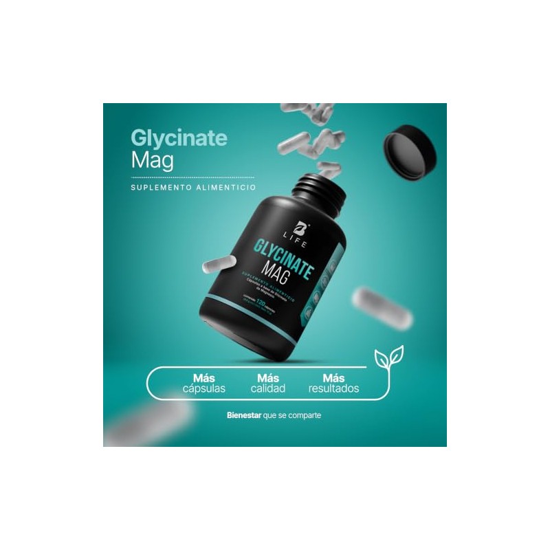 Life Glicinato Magnesio 120 Cápsulas 408 Puro Alta Absorción Relajación