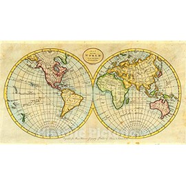 Historic Map - 1796 Map of The World from The Best Authorities - Vintage Wall Art - 24in x 14in
