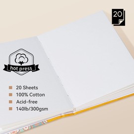 2 Pack Arrtx Watercolor Sketchbook, 5.35x3.86", 140 LB, 300 GSM, 100% Cotton Paper, Hot Press, 40 Sheets, Hardcover Watercolor Journal for Use As Travel Notebook for Artists Adults Students